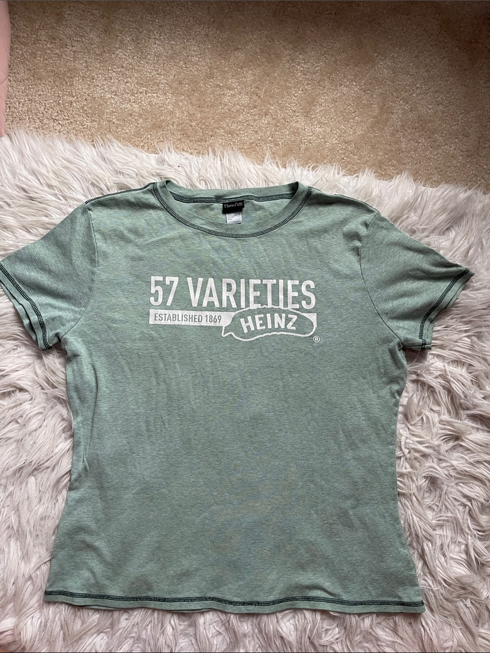 Hanes Sage Green Short Sleeve '57 Varieties' Graphic Tee